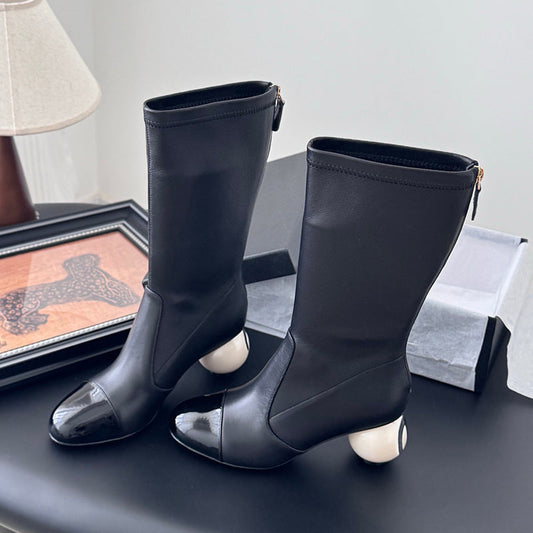 (⏰Last Day Promotion $10 OFF)-Oversized Pearl Heel Boots