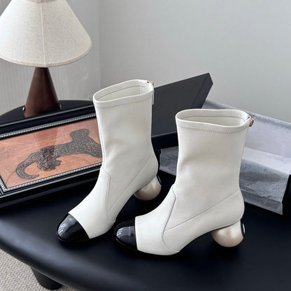 (⏰Last Day Promotion $10 OFF)-Oversized Pearl Heel Boots