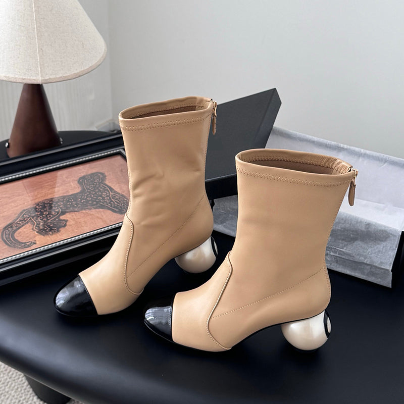 (⏰Last Day Promotion $10 OFF)-Oversized Pearl Heel Boots