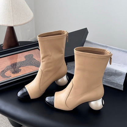 (⏰Last Day Promotion $10 OFF)-Oversized Pearl Heel Boots