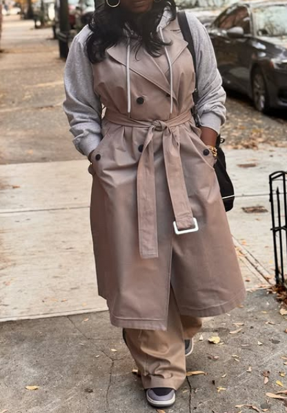 Hoodie Sweatshirt Trench Coat