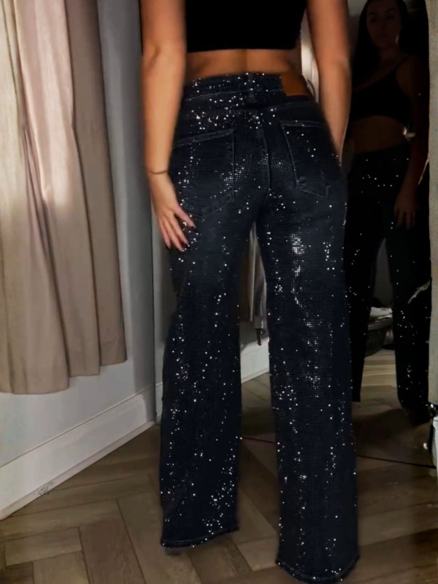 Diamond Wide Leg Sparkle Covered Jeans