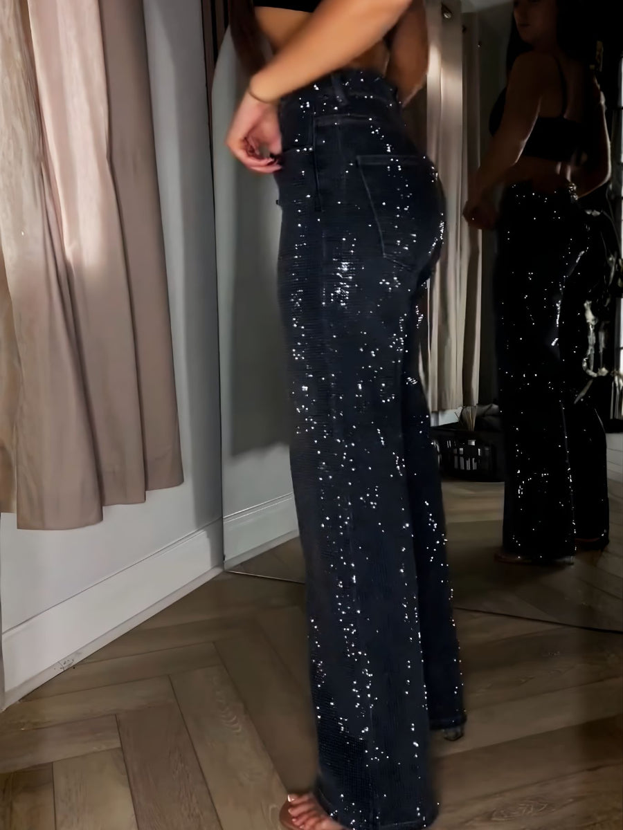 Diamond Wide Leg Sparkle Covered Jeans