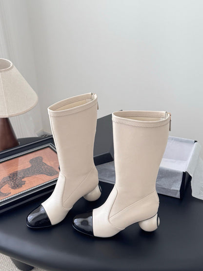 (⏰Last Day Promotion $10 OFF)-Oversized Pearl Heel Boots