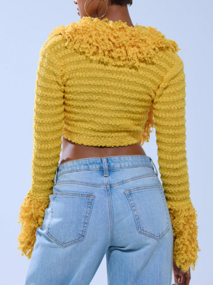 Fluffy Lassel Knit Coat