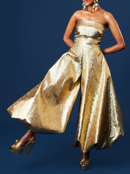 Brocade Strapless Jumpsuit