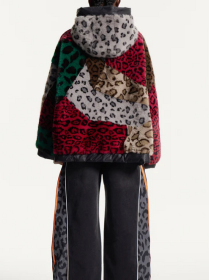Faux Fur Leopard Hooded Jacket