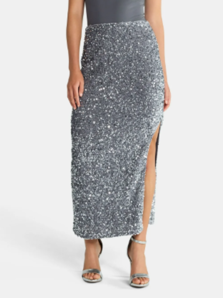 Velvet Sequin Split Dress
