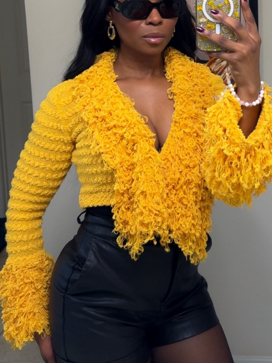 Fluffy Lassel Knit Coat