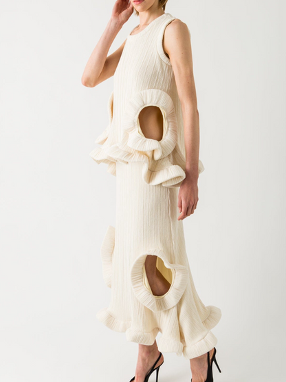 Foam Pleated Hollow Skirt Set