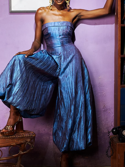 Brocade Strapless Jumpsuit