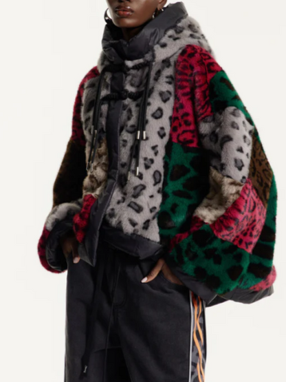 Faux Fur Leopard Hooded Jacket