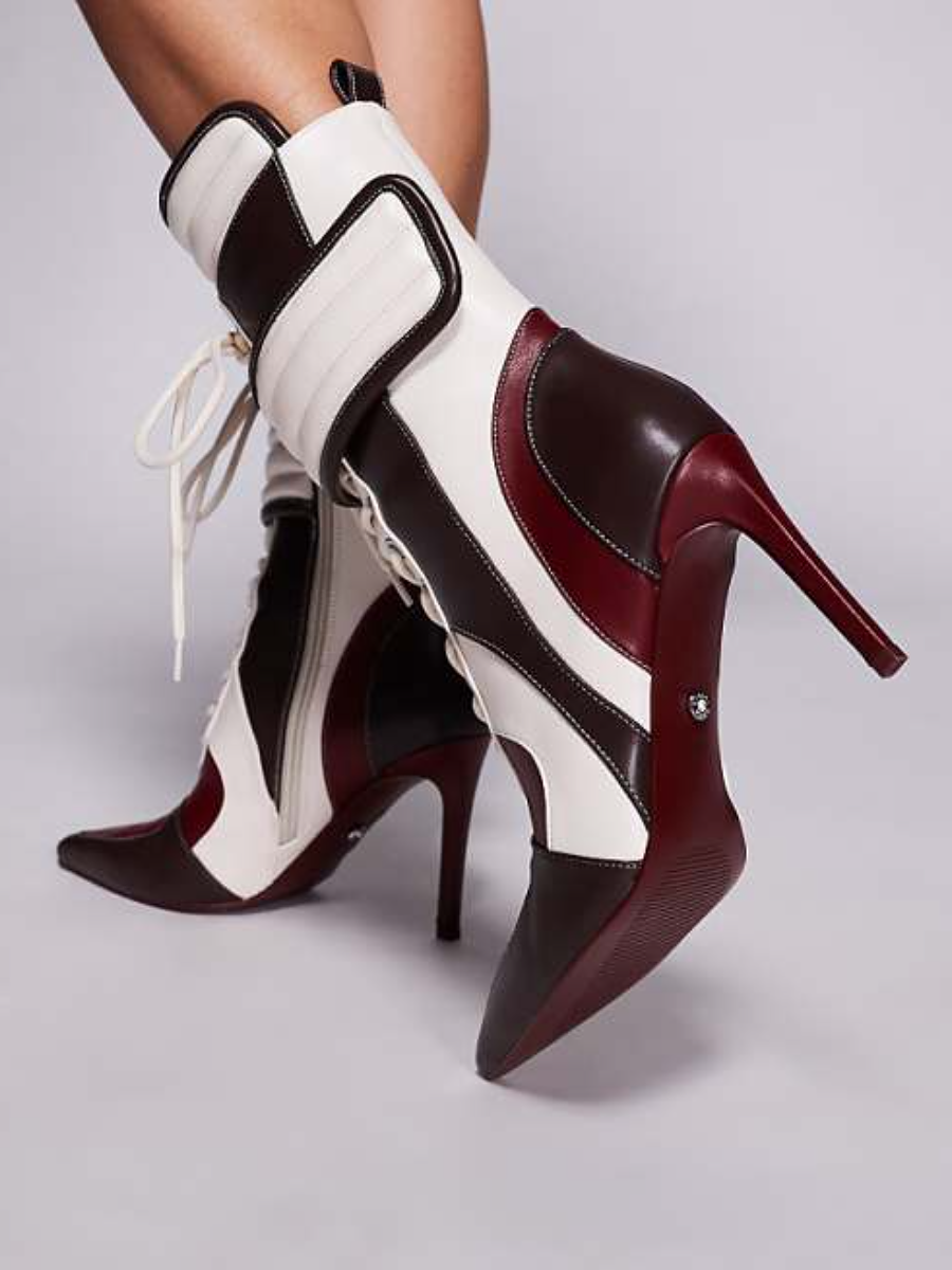 Contrast Color Design Faux Leather Pumps