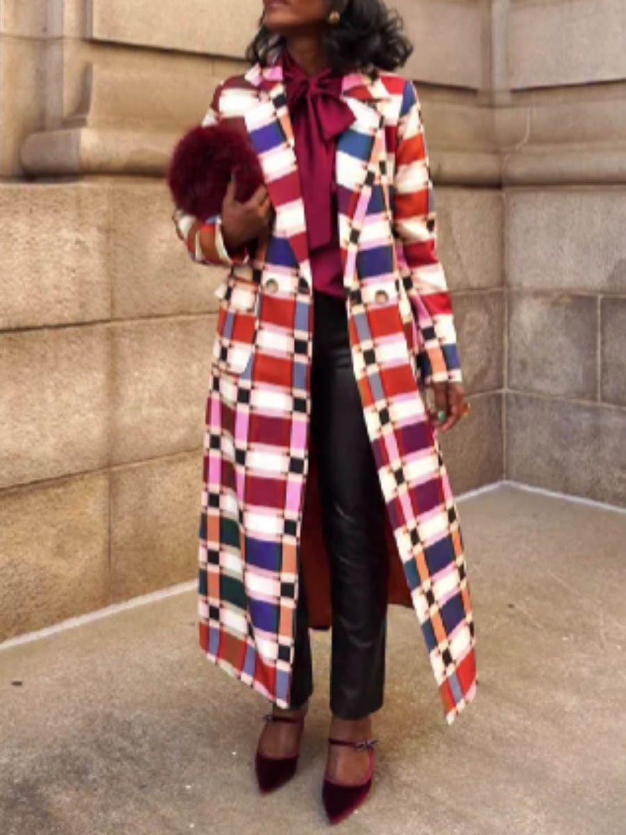 Multicolor Check Long Coat