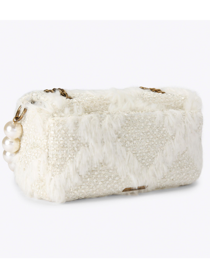 Faux Fur Metallic Wool Pearl Bag