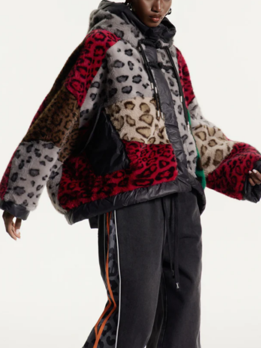 Faux Fur Leopard Hooded Jacket