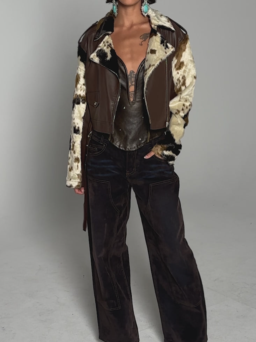 Faux Leather Short Biker Jacket