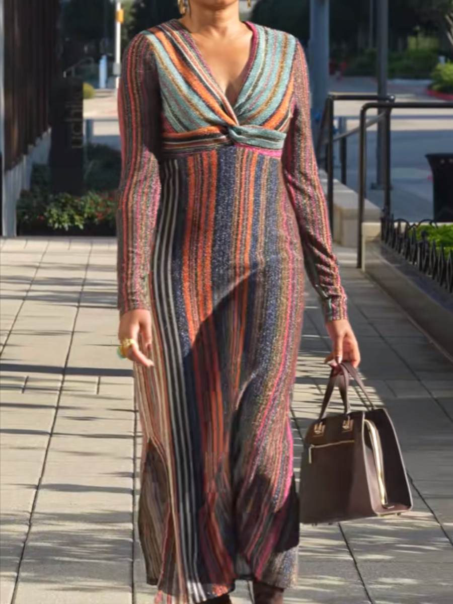 Sequined Striped Dress