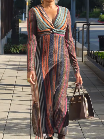 Sequined Striped Dress