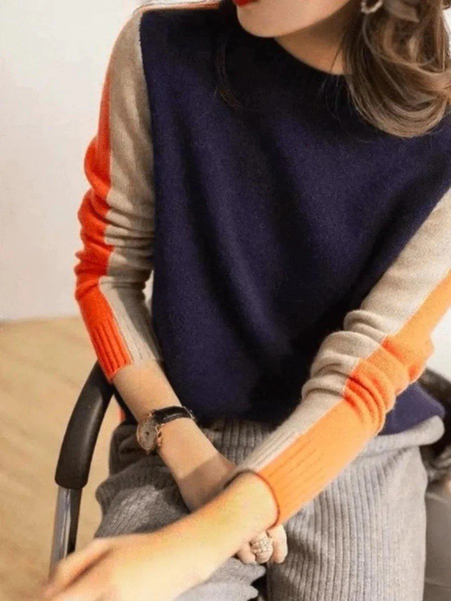 Navy and Orange Retro Stripe Sweater