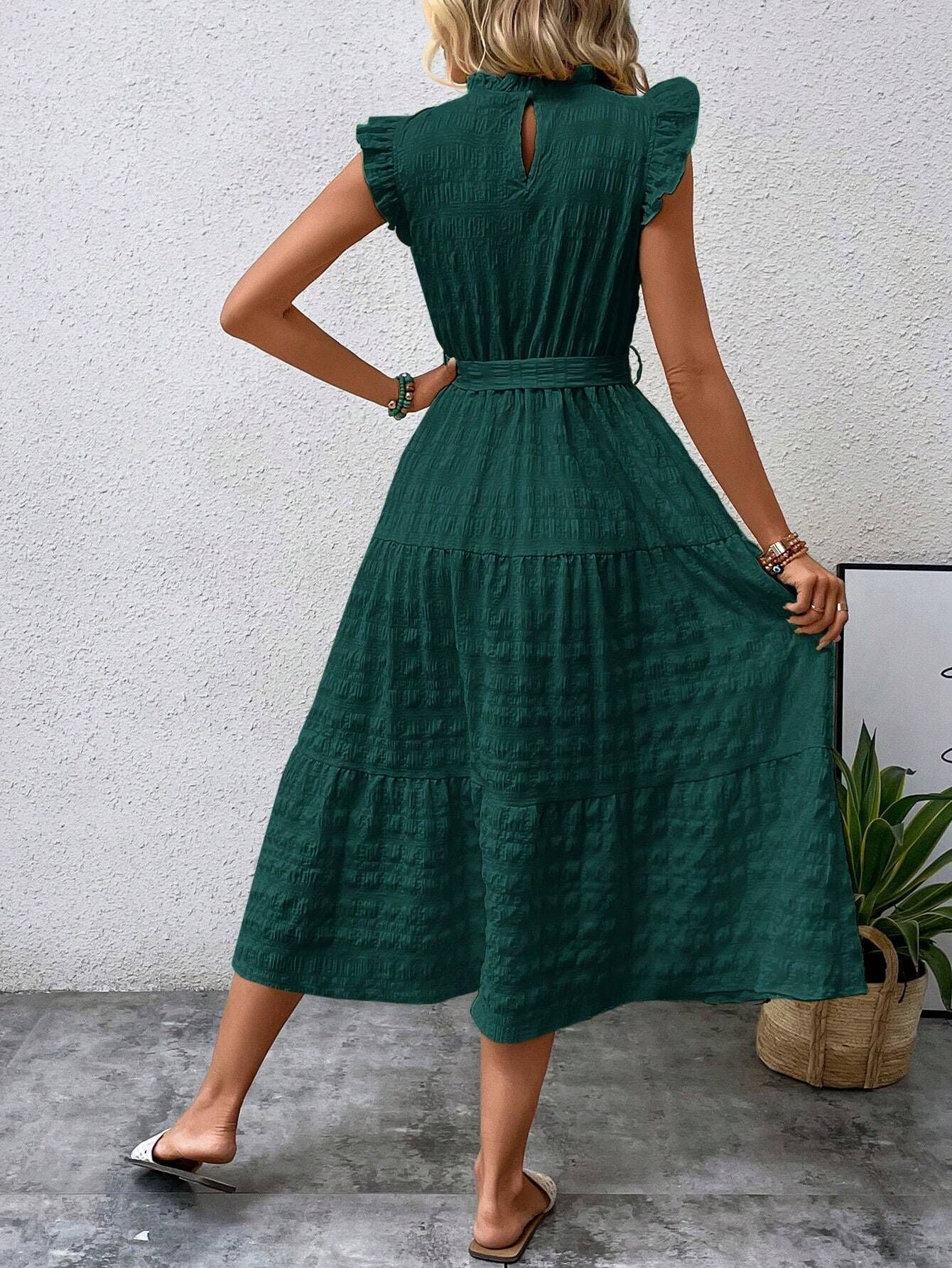 Flying Sleeve Texture Dress