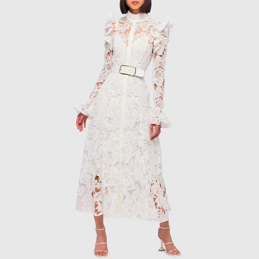 Lace Butterfly Sleeve Midi Dress