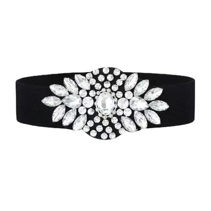 Stylish Floral Rhinestone-encrusted Wide Girdle