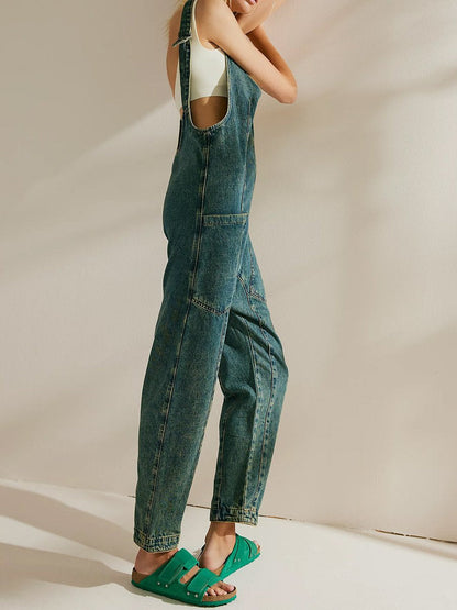 Denim V-Neck Jumpsuit