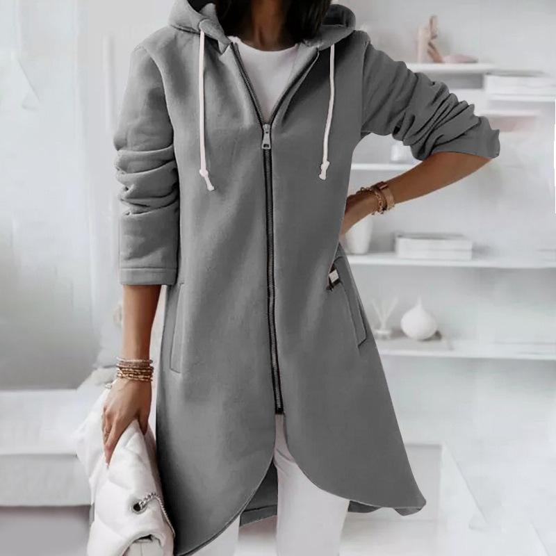 Zipper Hooded Long Plush Sweater