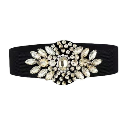 Stylish Floral Rhinestone-encrusted Wide Girdle