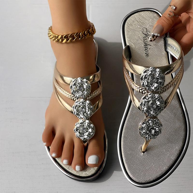 Rhinestone Pattern Hollow Out Slippers