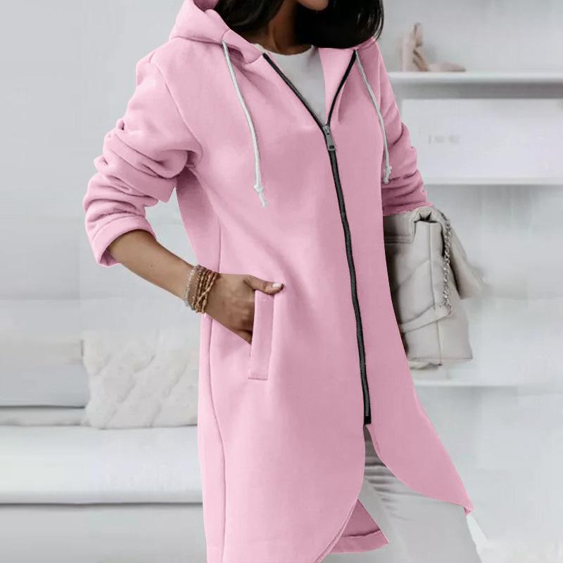 Zipper Hooded Long Plush Sweater