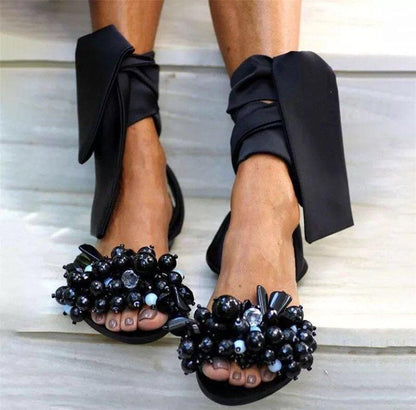 Beaded Flat Heel Sandals