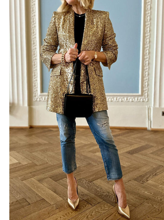 Sequined Long Sleeve Blazer