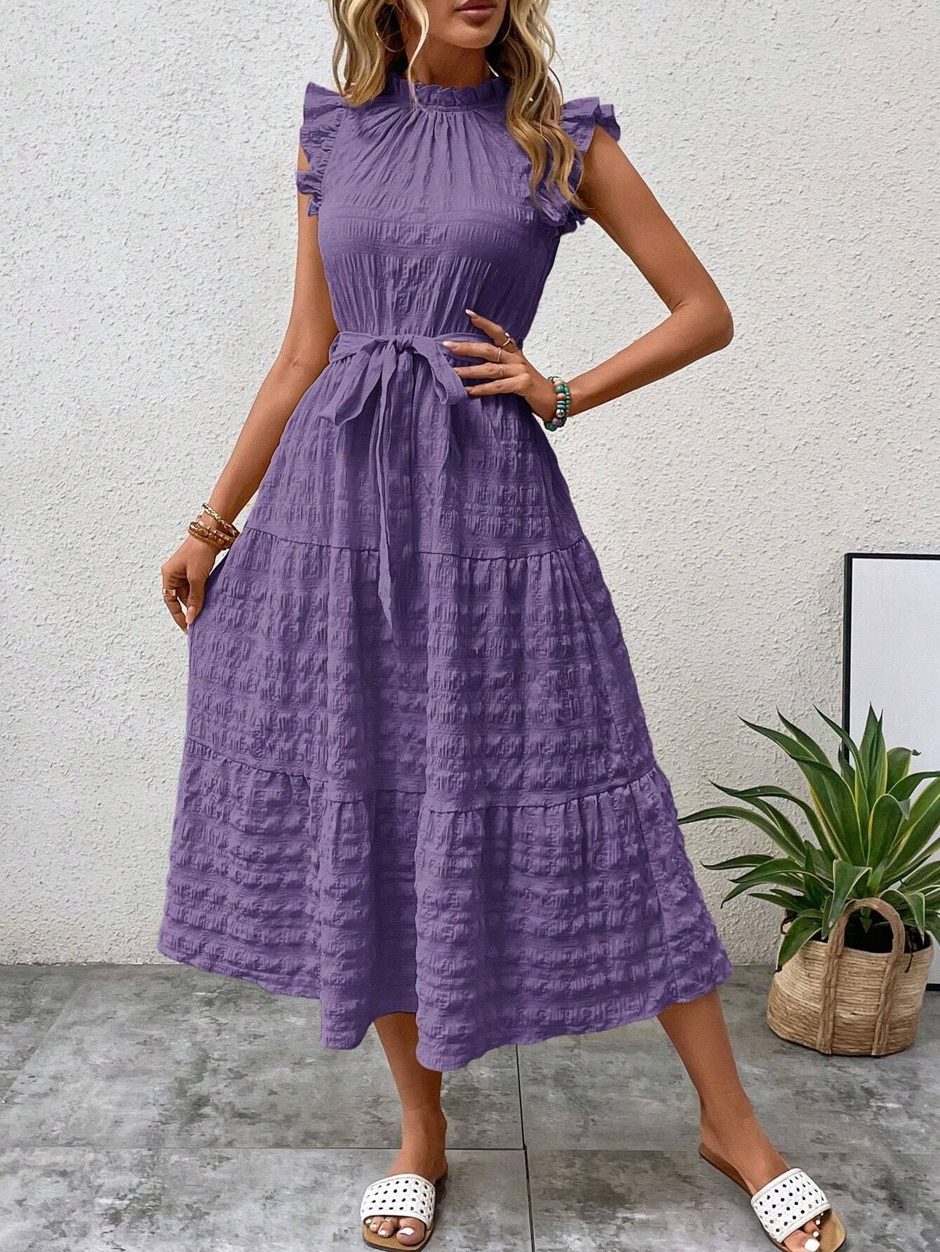 Flying Sleeve Texture Dress