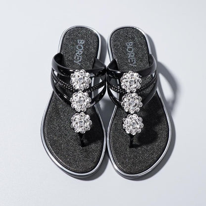 Rhinestone Pattern Hollow Out Slippers