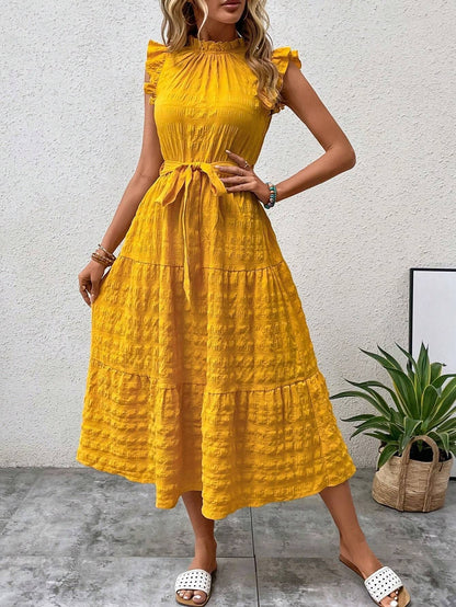 Flying Sleeve Texture Dress