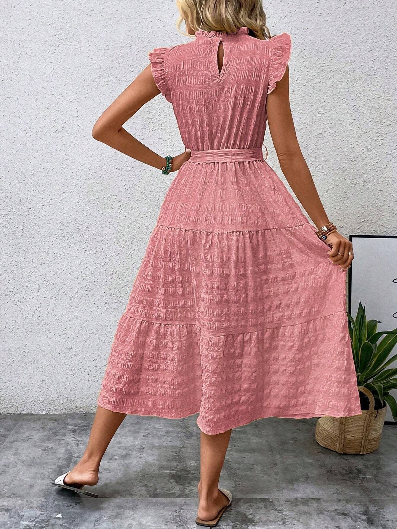 Flying Sleeve Texture Dress