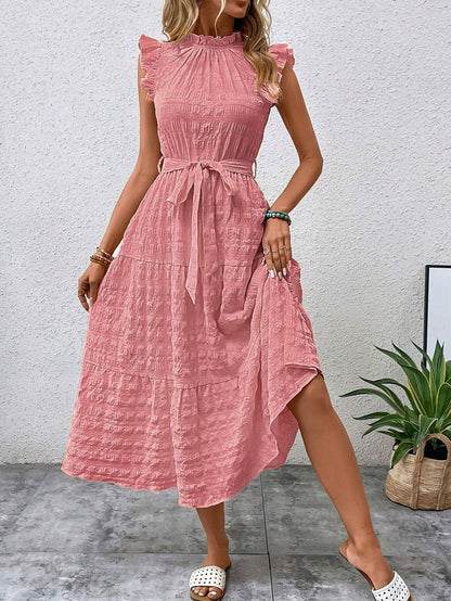 Flying Sleeve Texture Dress