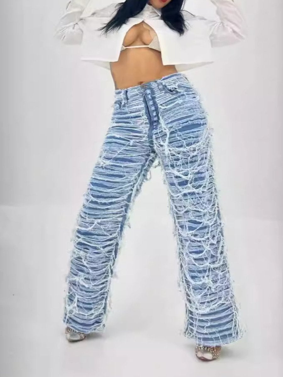 Pop Ripped Tassel Jeans