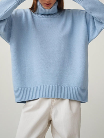 Solid Color Turtleneck Sweater