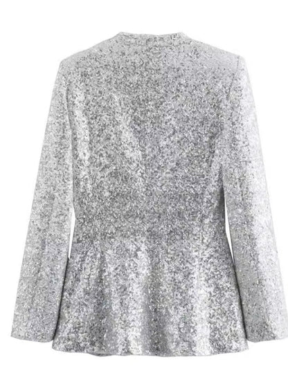 Fashion Long Sleeve Sequin Blazer & Shorts