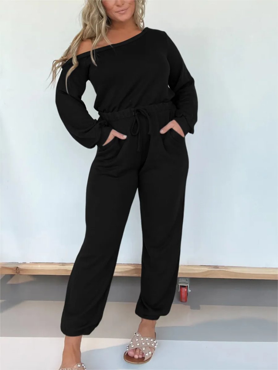 One Shoulder Solid Jumpsuit