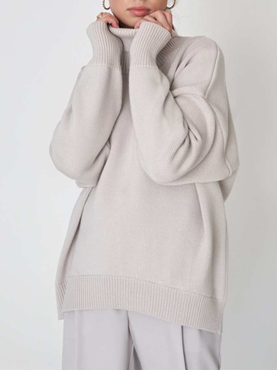 Solid Color Turtleneck Sweater