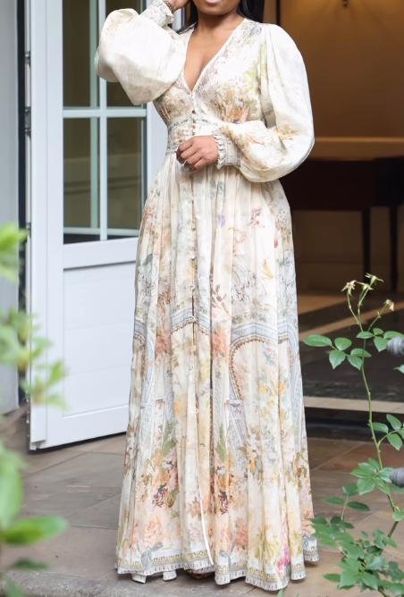 Demure Floral Maxi Dress