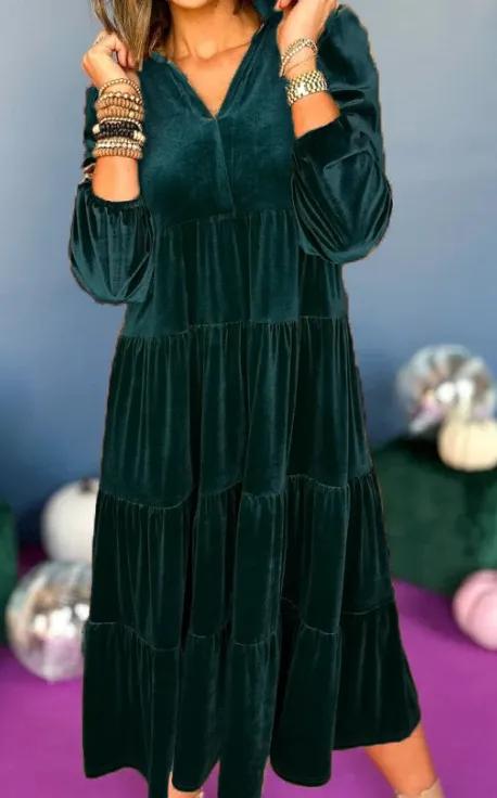 Women's Long Sleeve Velvet Dress