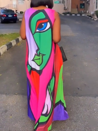 Printed Sleeveless Casual Maxi Dress