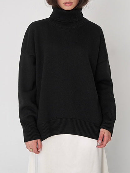 Solid Color Turtleneck Sweater