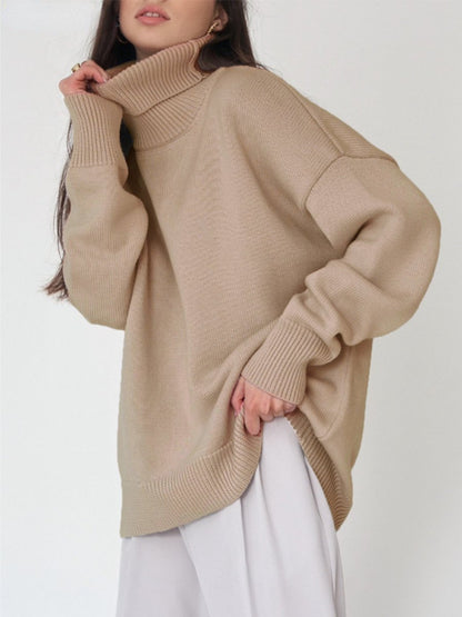 Solid Color Turtleneck Sweater