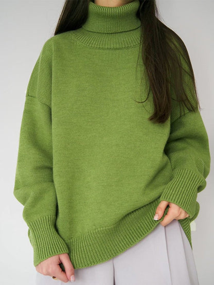 Solid Color Turtleneck Sweater